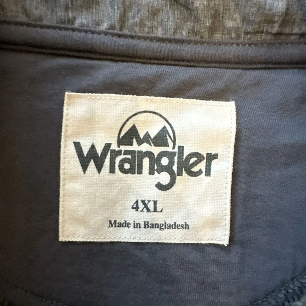 Wrangler Men Knit‎ Pullover Fleece 4XL Henley 1/4 Snap Green Sweatshirt Fish J16